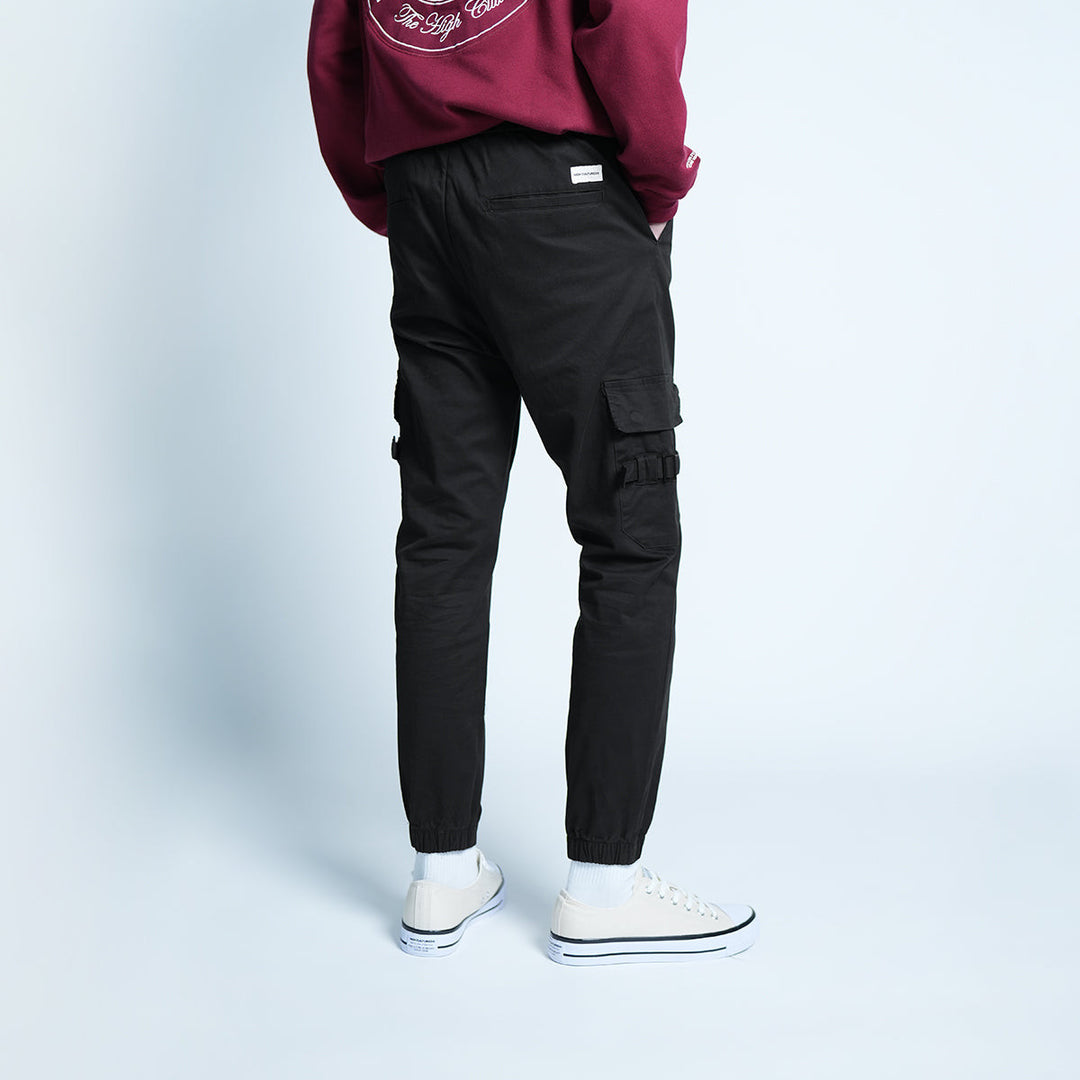 Elastic Patch Pocket Jogger Pants - 136