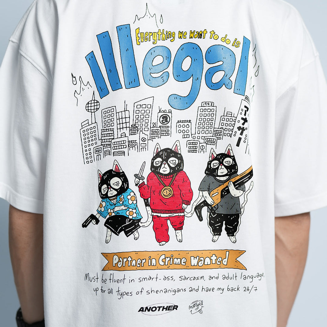 ANOTHER ⓐ “EVERYTHING IS ILLEGAL” Loose Tee - 9053