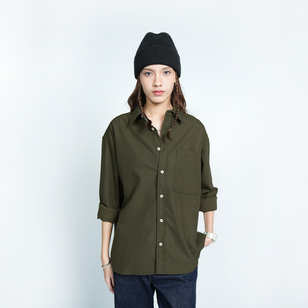 High Cultured Relaxed Long Sleeve Shirt with Pocket - 270